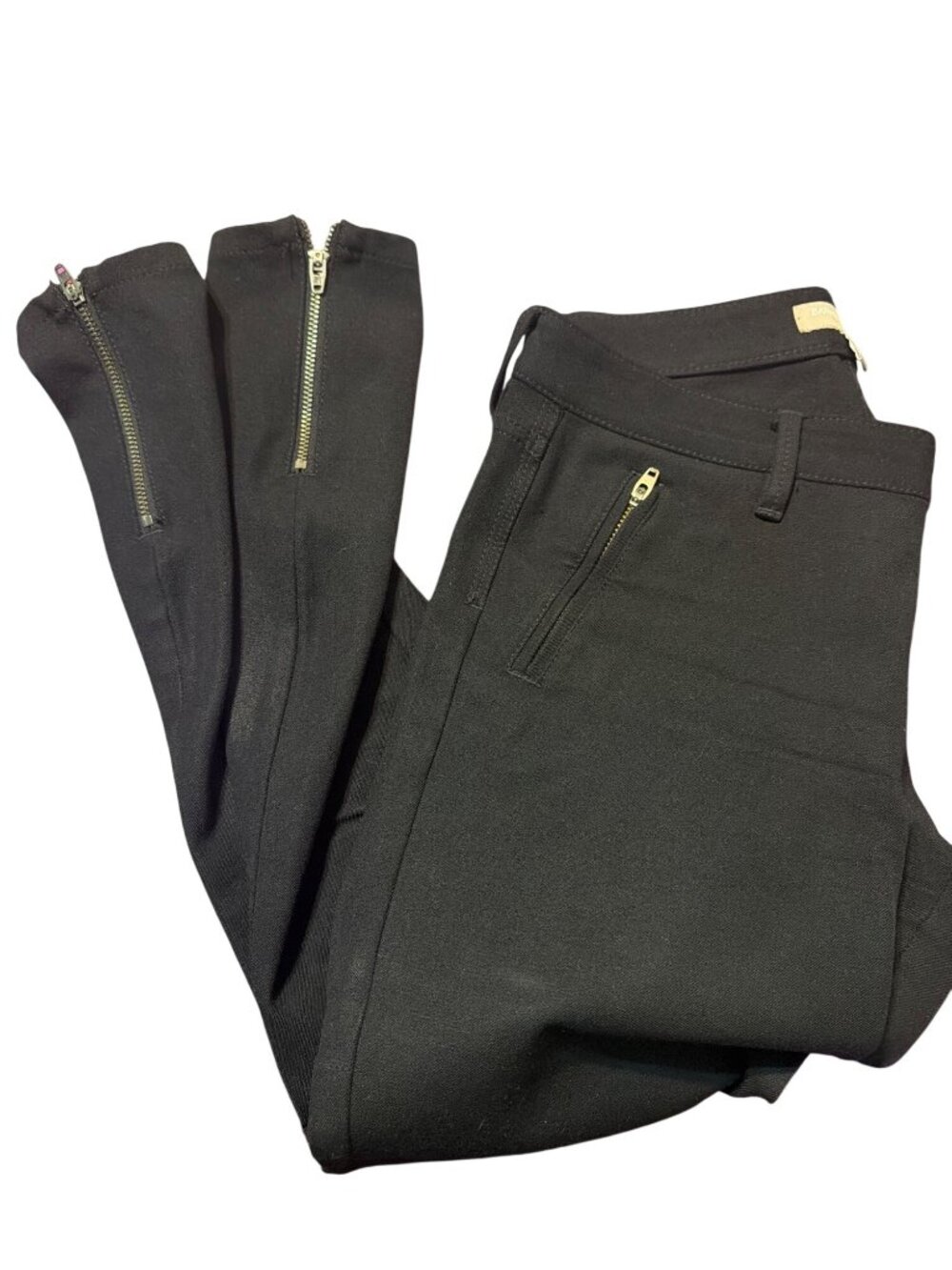 Banana Republic Sloan Black Petite Pants Zippered Pockets Ankle Zips Size 00P - Picture 3 of 4